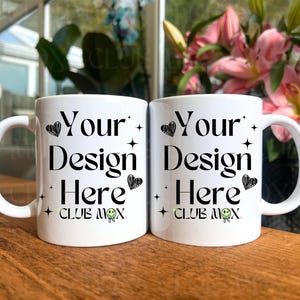 Paare Becher Mockup | 2 Kaffeetassen Mockup | Rückseite Vorderseite Tasse Mockup | Valentinstag Mockup | 11 Unzen Keramiktasse Mockup | Muttertag Tasse Mockup