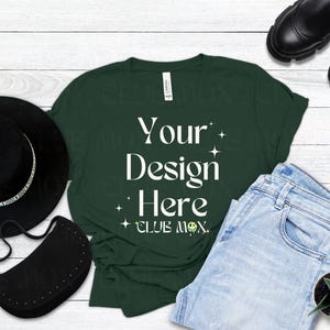 Boho Bella Canvas 3001 FOREST Shirt Mockup | Styled Tshirt Mockup | Fall tshirt Mockup | Fashion t shirt Mockup | Back to School shirt Mock