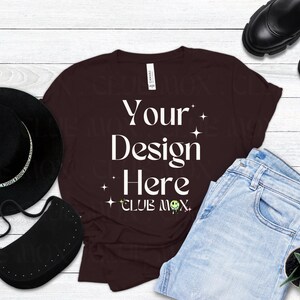Boho Bella Canvas 3001 OXBLOOD Shirt Mockup | gestyltes Tshirt Mockup | Herbst Tshirt Mockup | Mode T-Shirt Mockup | Back to School T-Shirt Mock