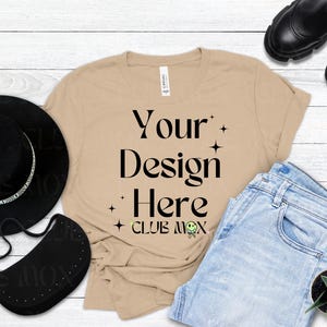 Boho Bella Canvas 3001 TAN Shirt Mockup | gestyltes Tshirt Mockup | Herbst Tshirt Mockup | Mode T-Shirt Mockup | Back to School T-Shirt Mock