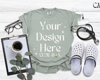 BAY Comfort Colors shirt Mockup, Nurse Mockup, CC1717 tee, RN shirt Mockup, Hospital tshirt Mockup, Doctor Tshirt Mockup, Medical Field, CNA