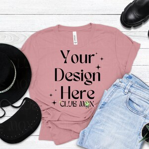 Boho Bella Canvas 3001 ORCHID Shirt Mockup | gestyltes Tshirt Mockup | Herbst Tshirt Mockup | Mode T-Shirt Mockup | Back to School T-Shirt Mock