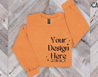 Mandarijn Gildan SF000-sweatermockup: zachte fleece (digitale download)
