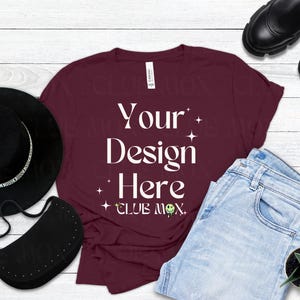 Maquette de chemise Boho Bella Canvas 3001 MARRON | Maquette de t-shirt de style | Maquette de t-shirt d'automne | Maquette de t-shirt tendance | Mock chemise pour la rentrée des classes