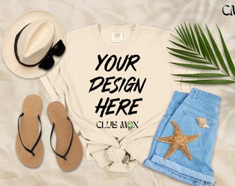 Maqueta de camiseta Comfort Colors 1717 IVORY / Maqueta de camiseta de vacaciones de verano / Maqueta de camiseta de playa / Maqueta de camiseta de vacaciones familiares / Maqueta de viaje de chicas