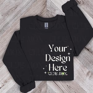 SF000 BLACK Mockup | GILDAN Softstyle Sweatshirt Mockup | Folded Crewneck Mockup | GSF000 Fleece Sweatshirt mockup | SF000 Sleeve Mockup