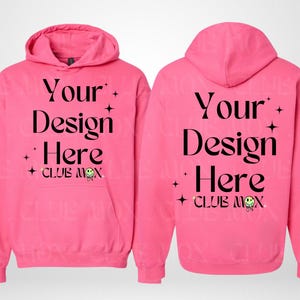 PINK LEMONADE SF500-mockup, GILDAN Softstyle-hoodiemodel, hoodiemodel voor- en achterkant, Softstyle 3D-hoodiemodel, GSF500 roze fleece-hoody