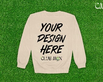SAND SF000 Mockup, BACK SF000 Sweater Mockup, GILDAN Softstyle Sweatshirt Mockup, Midweight Crewneck Mockup, GSF000 Fleece Sweatshirt mockup