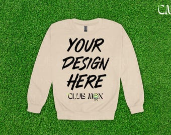 SAND SF000 Mockup, GILDAN Softstyle Sweatshirt Mockup, Midweight Crewneck Mockup, GSF000 Fleece Sweatshirt mockup, Boho Chic Sweater Mockup