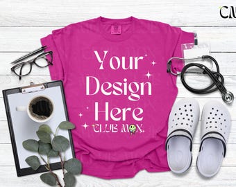 BOYSENBERRY Comfort Colors shirt Mockup, Nurse Mockup, CC1717 tee, RN Mockup, Hospital Scrubs Mock, Doctor Tshirt Mockup, Medical Field, CNA