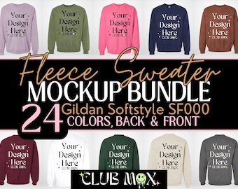 Gildan SF000 Sweatshirt Mockup Bundle | 24 Colors Gelato | BACK & FRONT Mock | Softstyle Sweatshirt Bundle Mockup | Fleece Sweatshirt Mockup