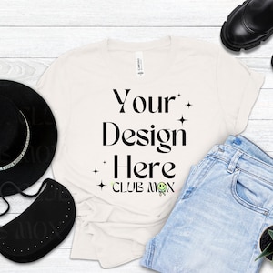 Boho Bella Canvas 3001 VINTAGE WEISS Shirt Mockup | Grunge gestaltetes Tshirt | Herbst Tshirt Mockup | College T-Shirt Mockup | Zurück zur Schule Mockups