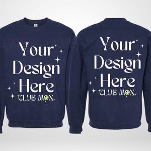 NAVY SF000-mockup, GILDAN softstyle sweater-mockup, sweater-mockup achterkant voorkant, middelzware sweater-mockup, GSF000-fleece-sweater-mockup