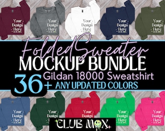 Gildan 18000 Sweatshirt Mockup Bundle: 36 Colors (Digital JPEG)