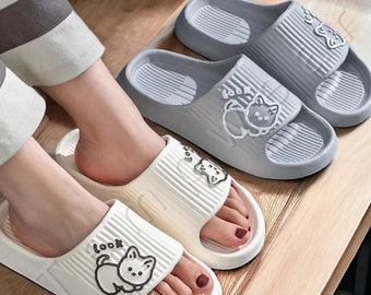 Cute Cat Slippers - Home Flip Flops, Cat Themed Gifts, Soft Animal Slippers, Indoor/Outdoor Summer Sliders, Comfy Slippers, Gift For Her