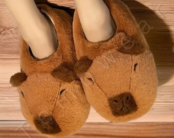 Cute Cozy Capybara Slippers - Comfortable Fluffy Slippers, House Shoes, Stuffed Animal Slippers, Womens Slip-ons, Plush Slips, Gift For Her