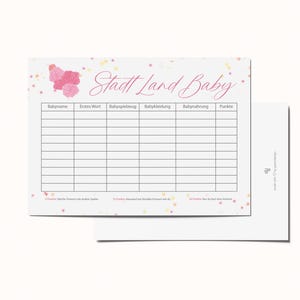 Ville, Campagne, Bébé – Jeu de baby shower amusant pour les futurs parents (Babyshower, c'est une fille)