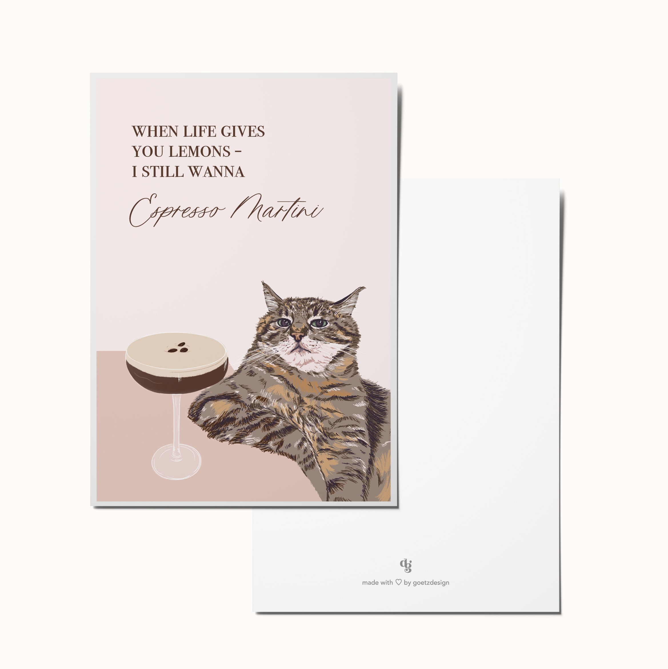 Cocktail Postcard & Poster Espresso Martini Cat