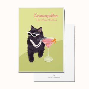 Cartolina e poster da cocktail Cosmopolitan Cat