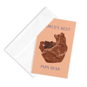 Cartão dobrável de urso DIN A6 com envelope para o Dia dos Pais: O Melhor Papai Urso do Mundo