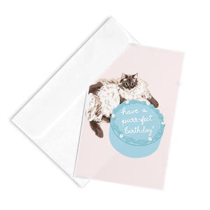 Carte pliante DIN A6 avec enveloppe : chat d'anniversaire parfait