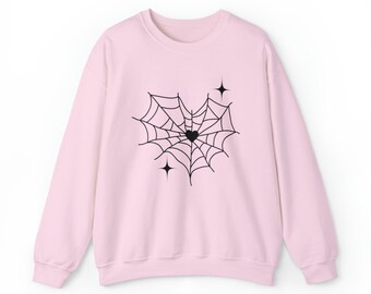 Sweat ras du cou d'Halloween avec une toile d'araignée et un coeur