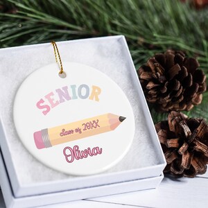 Personalized Senior Christmas Ornament class of 20XX, graduation gift for High School SENIORS, team gift matching pastel block letters 2026