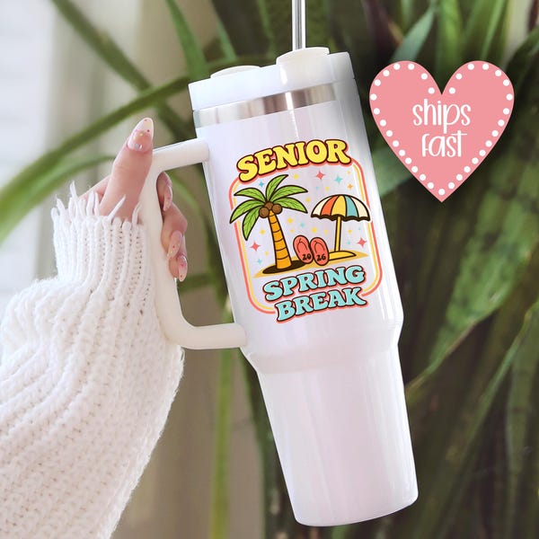 Personalized SENIOR 40oz Tumbler gift for Spring break, boys or girls travel mug, high school teen to go cup, class of 2026 20XX 20oz 29B1