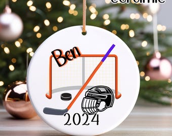 Varsity Hockey Ornament, Hockey player Ornament, Hockey stick puck 2025 Ornament,  Hockey Lover Ornament, High School Hockey Ornament, Gift