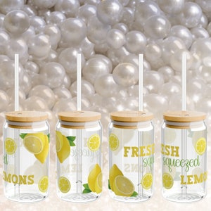 ONE Lemon Slice Can Glass Lemonade Iced Coffee Glass Cute Lemonade Cup Lemon Lover Glass Cup Lemon Decor Lemonade Glass Cup