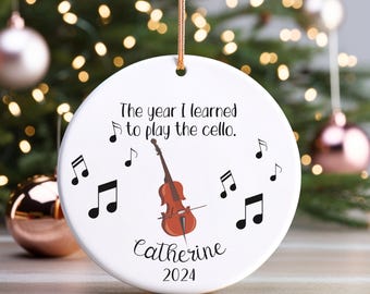 ONE Personalized Instrument Ceramic Christmas Ornament, Music lover Holiday Tree Decor, Piano, Guitar, Violin, Drums, Cello, Music Notes