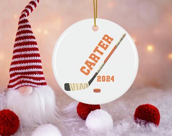 Varsity Hockey Ornament, Hockey player Ornament, Hockey stick puck 2025 Ornament,  Hockey Lover Ornament, High School Hockey Ornament, Gift