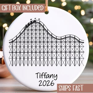 Personalized Roller Coaster Ornament, Theme Park Gift, Custom Coaster Lover Christmas Ornament, Amusement Park Keepsake O7