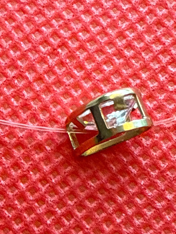 14K Gold Floating CZ Pear Teardrop Necklace - image 5