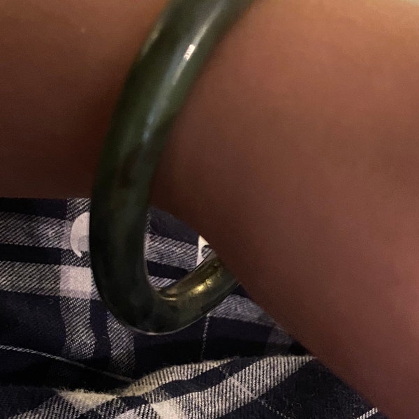 Jade Bangle, Vintage 1960s, Solid Untreated Natural Taiwanese Nephrite New Old Stock Asian Gift for her