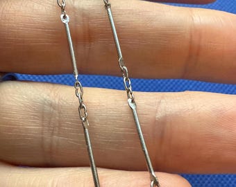 Vintage 1980s Silver Tone Bar Link Necklace - 17" NOS