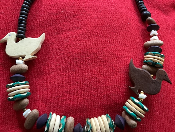 Wooden Duck Necklace, Chunky, Boho, Art Teacher, … - image 2