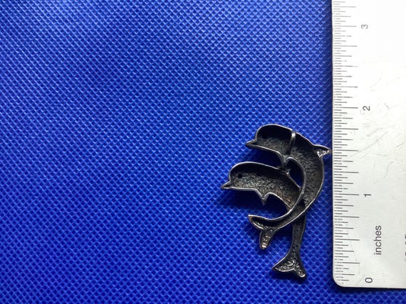 NOS: Sterling Silver Gemstone Leaping Dolphins Pe… - image 2