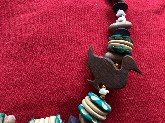 Wooden Duck Necklace, Chunky, Boho, Art Teacher, … - image 4