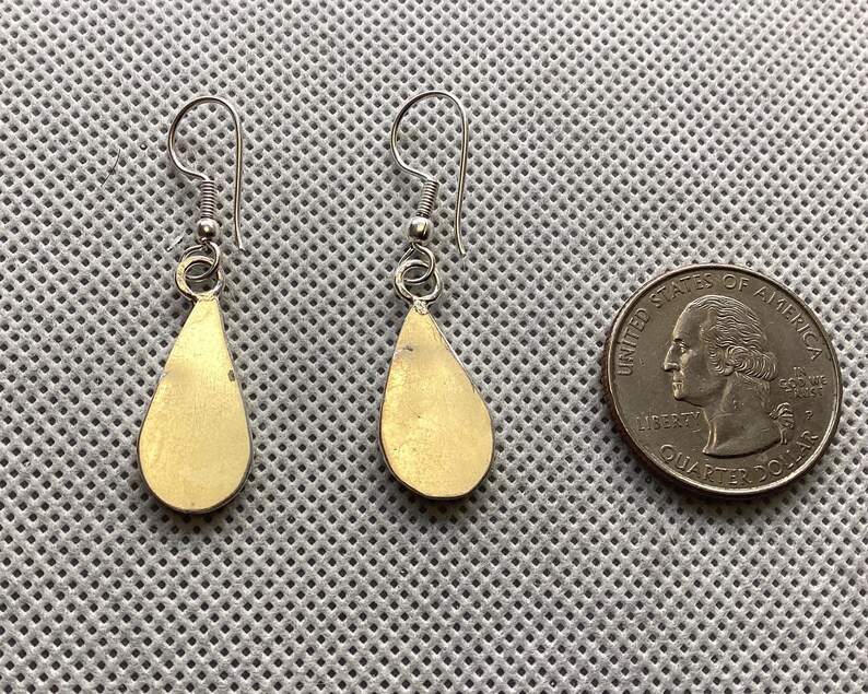 Vintage jaren 1970 Mexicaanse abalone en alpaca oorbellen met zilveren inleg afbeelding 6