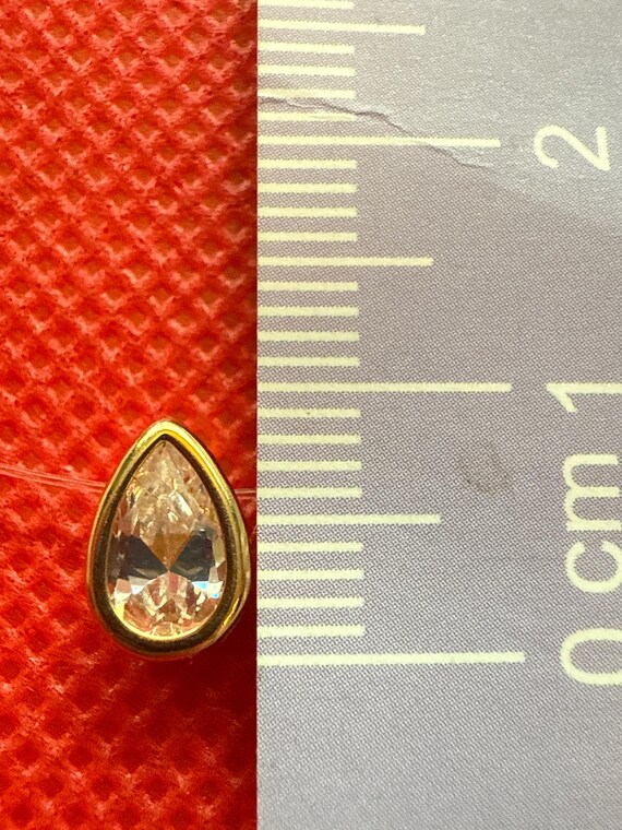 14K Gold Floating CZ Pear Teardrop Necklace - image 3