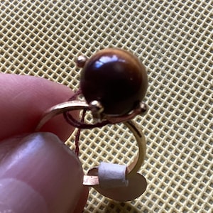 Large Tiger’s Eye Gold Tone Ring, Sizes 5 and 6.5, Vintage 1970s But New