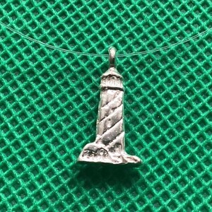 Vintage Floating Sterling Silver Charm Necklace Invisible Line 1980s NOS