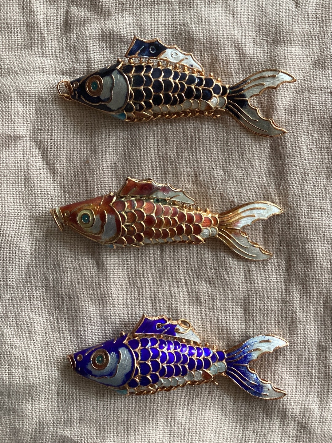 Vintage Articulated Cloisonné Koi Fish Vermeil Pendant 1960s NOS - Etsy