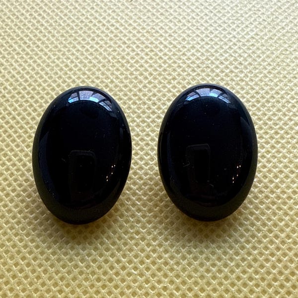 80’s Round Blue Marbled Black Geometric Clip On Earrings