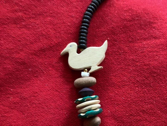 Wooden Duck Necklace, Chunky, Boho, Art Teacher, … - image 3