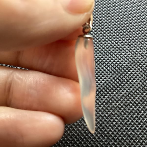 Italian Horn Cornicello Pendant, 30mm "Moonstone Agate," 1970s NOS