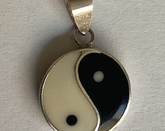 Vintage Sterling Silver Yin Yang Pendant 1980s New Old Stock Thailand