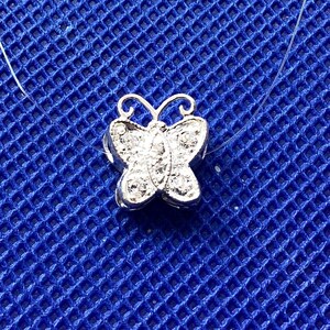 Vintage Floating Cubic Zirconia Butterfly Necklace Thailand 1980s NOS