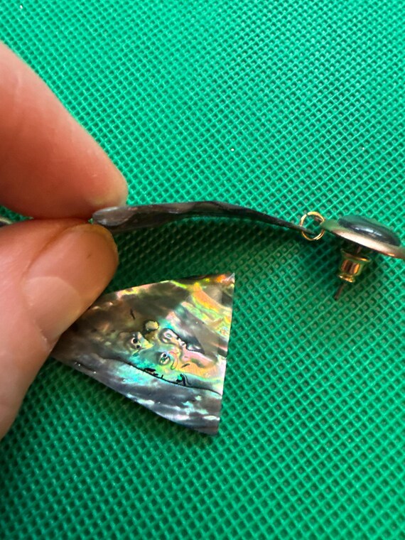 Paua Abalone Shell Triangle Earrings in Green, Bl… - image 4